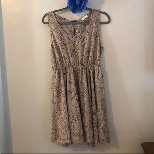 Pale pinkish/tan sun dress with navy dots